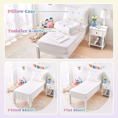 White Childrens Cotton Bedding Jacquard Tufted Dot Crib Bed Sheets Set