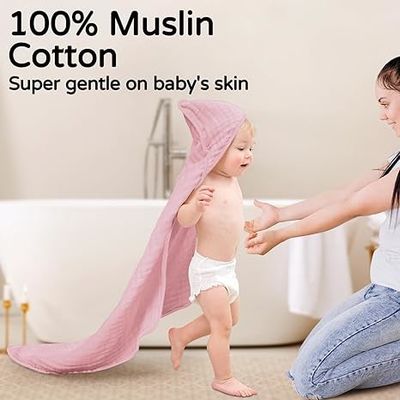 Muslin Skin Friendly Infant Bath Towels Infant Towel Set 32*32 Inches