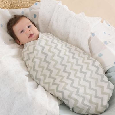 4-Piece Muslin Swaddle Blankets, Receiving Baby Blanket for Newborns