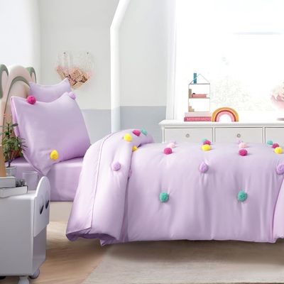 5 Piece Girls Toddler Bedding Set Childrens Comforter Sets Skin Friendly With Microfiber Fabric