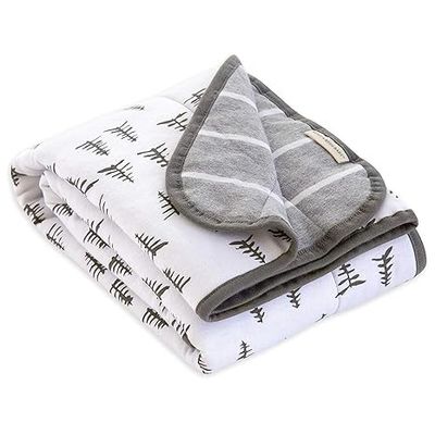 100% Cotton Nursery Throw Blanket Comfortable Multifunctional Blanket With Reversible Design