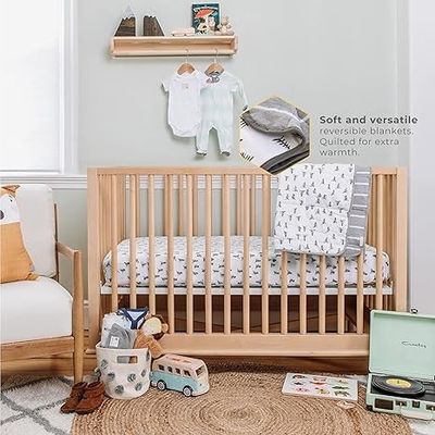 100% Cotton Nursery Throw Blanket Comfortable Multifunctional Blanket With Reversible Design