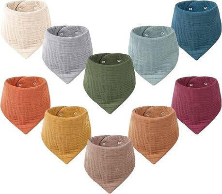 Plain Color Snap Bandana Bibs Muslin Teething Bibs Soft Skin Friendly Customizable For Baby