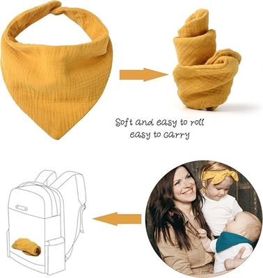 Plain Color Snap Bandana Bibs Muslin Teething Bibs Soft Skin Friendly Customizable For Baby