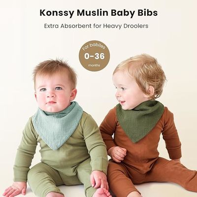 Plain Color Snap Bandana Bibs Muslin Teething Bibs Soft Skin Friendly Customizable For Baby