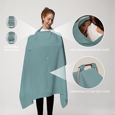 5-in-1 Muslin Nursing Cover up for Breastfeeding & Baby Car Seat Cover