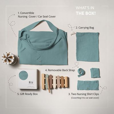 5-in-1 Muslin Nursing Cover up for Breastfeeding & Baby Car Seat Cover