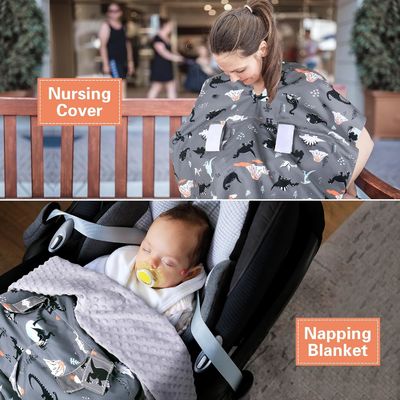 Multi-use Infant Car Seat Cover&Baby Carrier&Nursing Cover&Minky Blanket