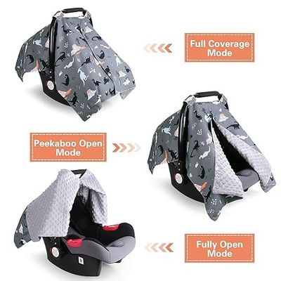 Multi-use Infant Car Seat Cover,Baby Carrier,Nursing Cover,Minky Blanket