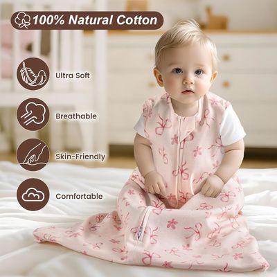 100% Cotton Baby Sleep Sack Soft Baby Wearable Blankets with 2 Way Zipper
