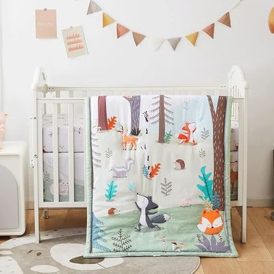 3 Piece Soft Crib Bedding Set Baby Crib Sets With Cartoon Style
