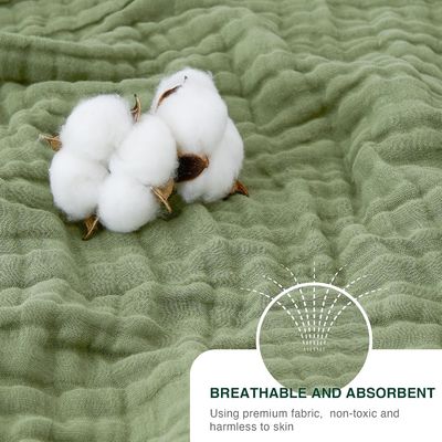 Breathable Layered Gauze Blanket Olive Green With Bohemian Style