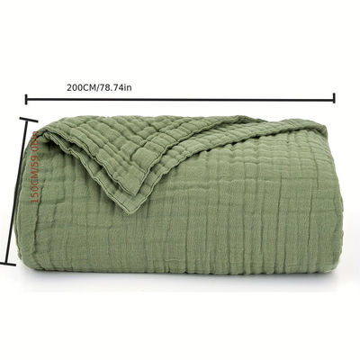 Breathable Layered Gauze Blanket Olive Green With Bohemian Style