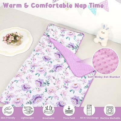 Polyester Comfortable Kindergarten Sleep Mat Nap Pads For Preschool With Detachable Blanket