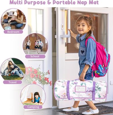 Polyester Comfortable Kindergarten Sleep Mat Nap Pads For Preschool With Detachable Blanket