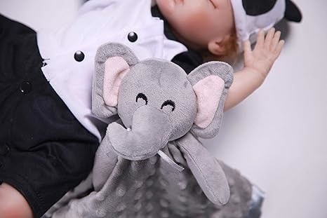 Soft Lovey Elephant Security Blanket Lightweight For Unisex Baby Gifts
