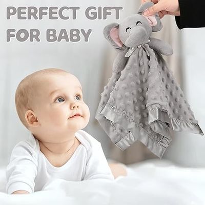 Soft Lovey Elephant Security Blanket Lightweight For Unisex Baby Gifts