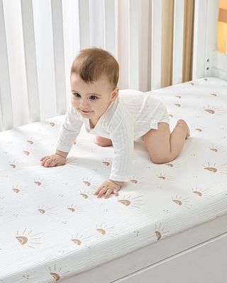 100% Cotton Muslin Bassinet Sheet Baby Crib Sheets Standard For 52*28 Inches