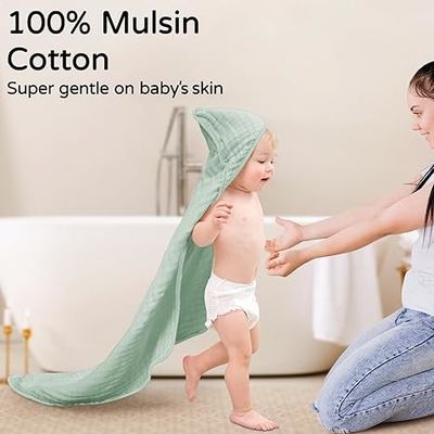 100% Cotton Soft Newborn Hooded Towel Newborn Towel Set With Simple Style