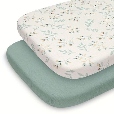 Gauze Bassinet Sheet Set Ultra Soft Modern Style With Multiple Colors