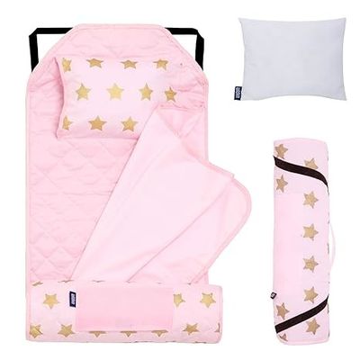 Modern Nap Mats For Preschool Soft Cotton Blend With Pillow Elastic Straps