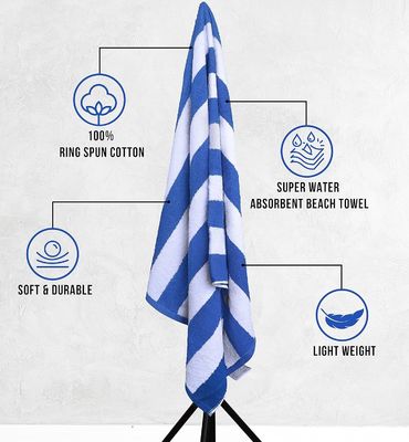 Breathable Soft Personalized Pool Towels Striped Beach Towels