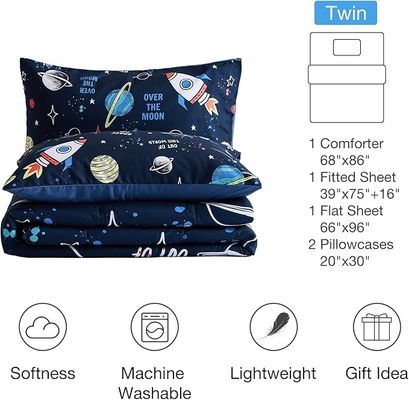 5 Piece Childrens Bedding Sets Twin Size Space Rocket Bedding Set Home Textile Products