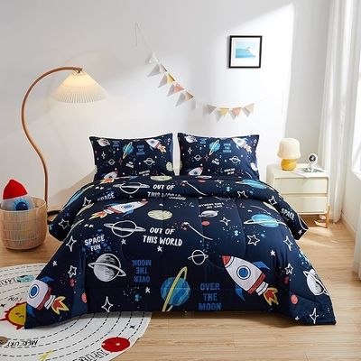 5 Piece Childrens Bedding Sets Twin Size Space Rocket Bedding Set Home Textile Products