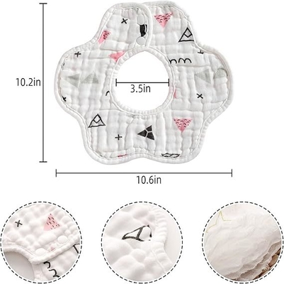 6-Piece Absorbent Muslin Bibs Skin Friendly Multiple Colors For Easy Washing