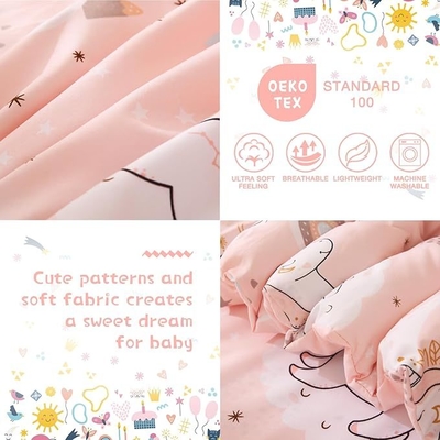 Pink Unicorn Toddler Microfiber Bedding Set - 4 Piece Comforter & Sheets
