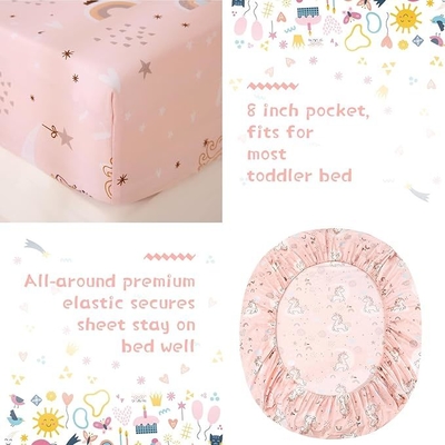 Pink Unicorn Toddler Microfiber Bedding Set - 4 Piece Comforter & Sheets