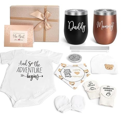 Cotton Baby Gift Box with Tumbler Set for New Parents