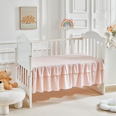 Pink Microfiber Crib Bedding Set - 3 Piece Shabby Chic Baby Set