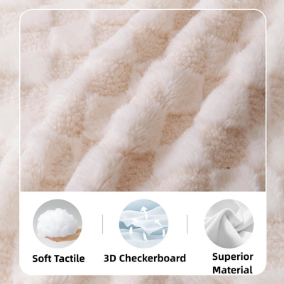 Checkered Baby Blanket 30x40 Inches Ultra Soft Polyester Off-White
