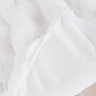 Faux Fur Throw Blanket 50x60 Inch Ultra-Soft White Pink