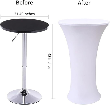 White Spandex Stretch Cocktail Table Covers 4pc 32x43 inch Round