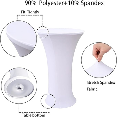 White Spandex Stretch Cocktail Table Covers 4pc 32x43 inch Round