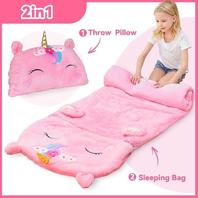 Unicorn Toddler Nap Mat 2-in-1 Plush Pillow Sleeping Bag