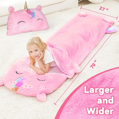 Unicorn Toddler Nap Mat 2-in-1 Plush Pillow Sleeping Bag