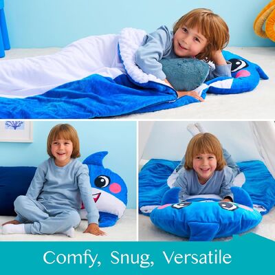 Shark Toddler Nap Mat for Kids Ages 3+  for Preschool with Pillow & Blanket