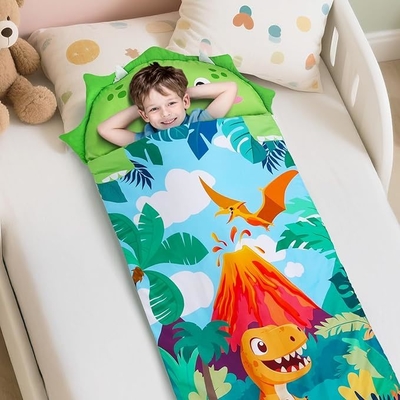 2 in 1 Animal Toddler Nap Mat for Boys and Girls Thick Cute Sleeping Bag for Kids