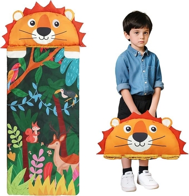 2 in 1 Animal Toddler Nap Mat for Boys and Girls Thick Cute Sleeping Bag for Kids