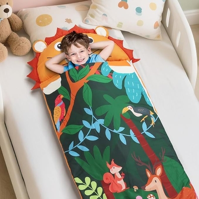 2 in 1 Animal Toddler Nap Mat for Boys and Girls Thick Cute Sleeping Bag for Kids
