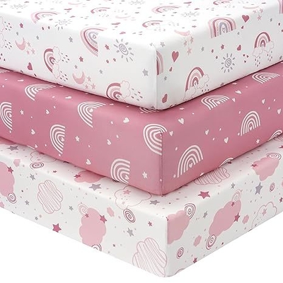 3 Pack Microfiber Baby Crib Sheets 52x28 or 38x26 Inches