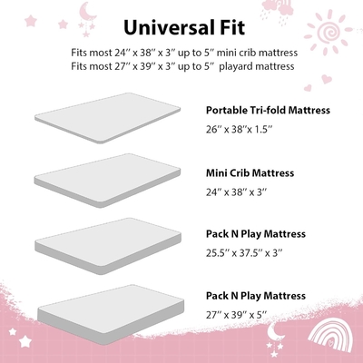 3 Pack Microfiber Baby Crib Sheets 52x28 or 38x26 Inches