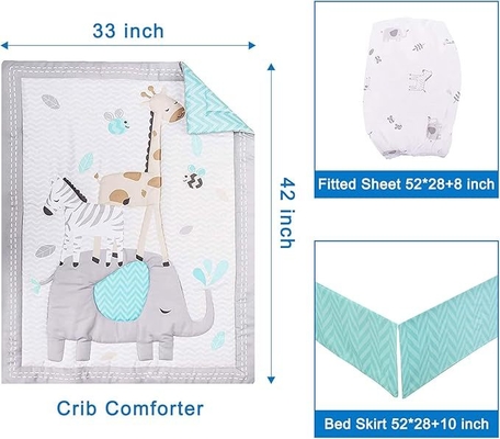 Premium 3-Piece Cartoon Baby Bedding Set , Newborn& Infant Nursery Bedding Set