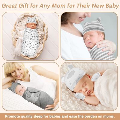 5-Pack Cotton Preemie Swaddle Set with Hat & Mittens 24x18.5 inches