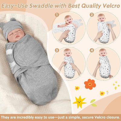 5-Pack Cotton Preemie Swaddle Set with Hat & Mittens 24x18.5 inches
