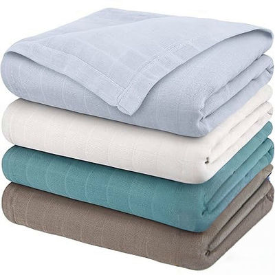 4-Pack Organic Muslin Swaddle Blankets 47x47 Inches Made from 70% Bamboo Viscose and 30% Cotton