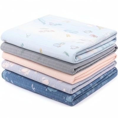 4-Pack Organic Muslin Swaddle Blankets 47x47 Inches Made from 70% Bamboo Viscose and 30% Cotton